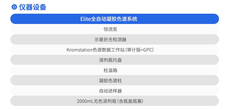 Elite凝膠色譜系統(tǒng)參數(shù)